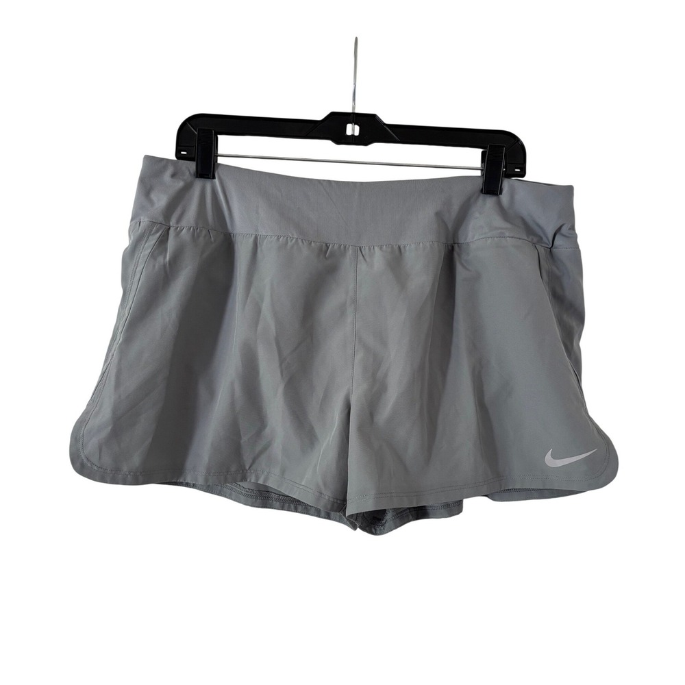 Nike Dri-FIT Womens Running Shorts Gray XL Back Pocket‎ Standard Fit NEW